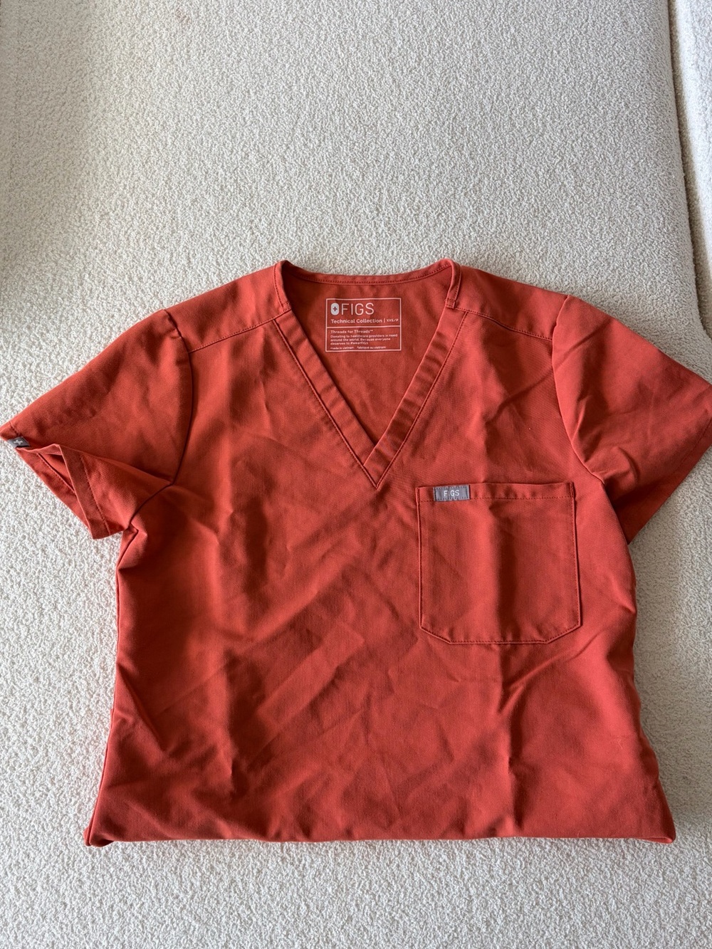 FIGS catarina scrub top XXS in Terracotta